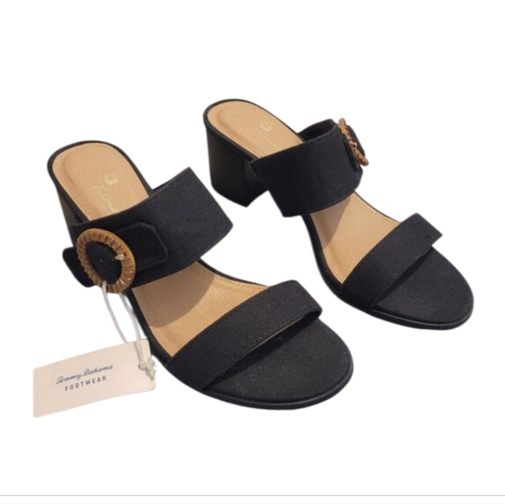 NWT Tommy Bahama Tonia Navy Blue Canvas Block Heel Sandals 8 - Picture 5 of 12